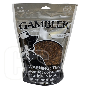 GAMBLER SILVER 6 OZ PIPE TOBACCO BAG