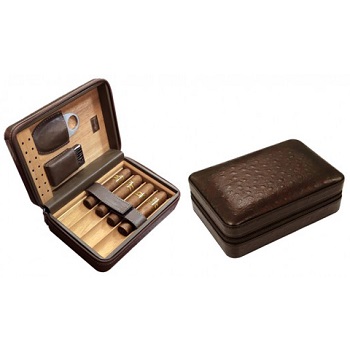 PRESTIGE TRAVEL CIGAR HUMIDOR BROWN